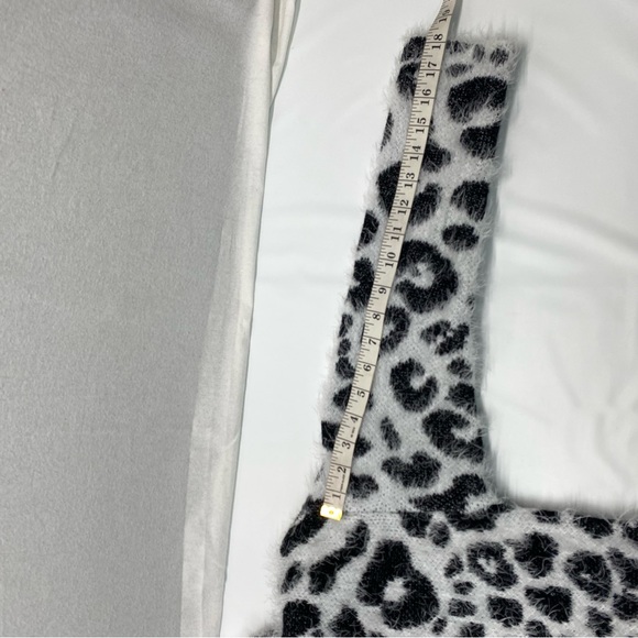 Thyme + Honey Open Front Duster Length Medium Cardigan Animal Print Ivory Black - Picture 7 of 10